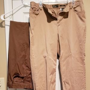 2 pair Eddie Bauer Women's Size 14 Mid Rise Stretc